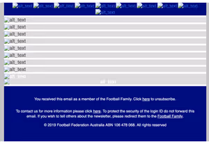screenshot of email with images turned off showing the fail alt text