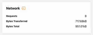 Network traffic results 16th of January 2025, 8 requests, 717 kilobytes transferred, 915 kilobytes total